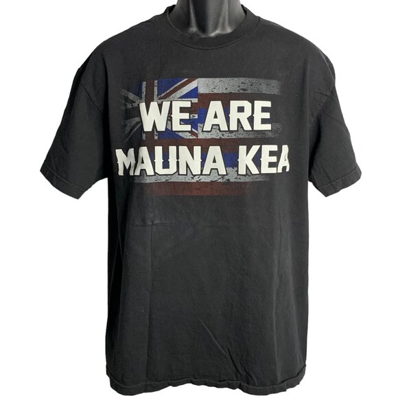 We Are Mauna Kea Hawaiian T Shirt M Black Crewneck Short Sleeve Double Sided - Picture 1 of 7